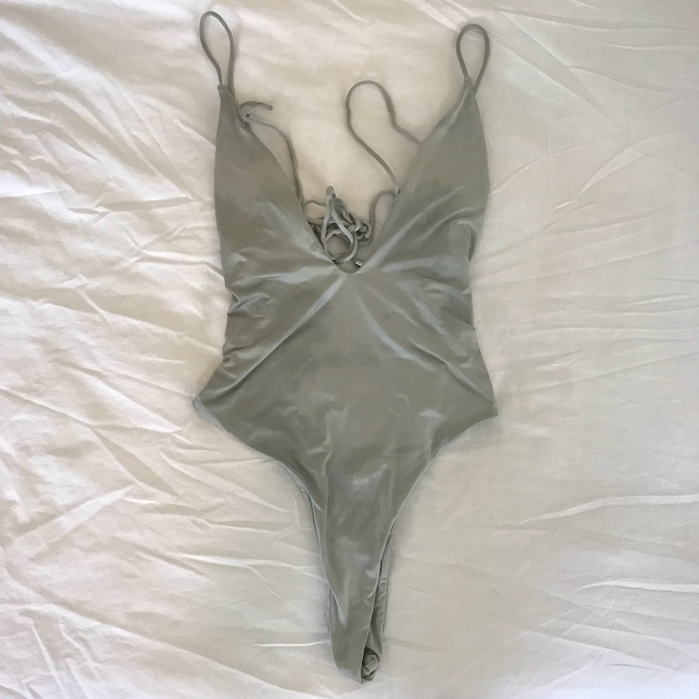 Silver One Piece Swimsuit